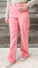 judy blue high waist buble gum pink garment dyed cargo straight leg jeans JB88837REG PK