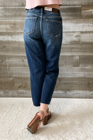 judy blue high rise destroyed knee crop wide leg jeans 82593REG DK