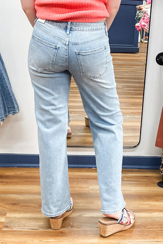 JBD by Just Black Denim High Rise Full Length Straight Leg Jeans Light Wash DP791