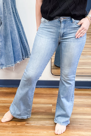 JBD by Just Black Denim Mid Rise Flare Jeans Light Wash DP861