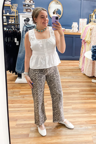 JBD High Rise Vintage Straight Leg Leopard Jeans DP783 mirror selfie