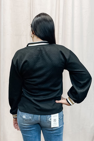 jodifl-black-textured-long-puff-sleeves-contrast-rib-band-binding-h50052