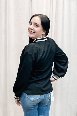 jodifl-black-textured-long-puff-sleeves-contrast-rib-band-binding-h50052