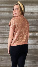 jodifl gold blush metallic leopard print knit sweater kimono sleeves H10981