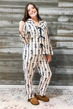 jodifl cotton bow print pajama set for women G13878 ivory