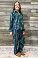 jodifl cotton bow print pajama set for women G13878 navy