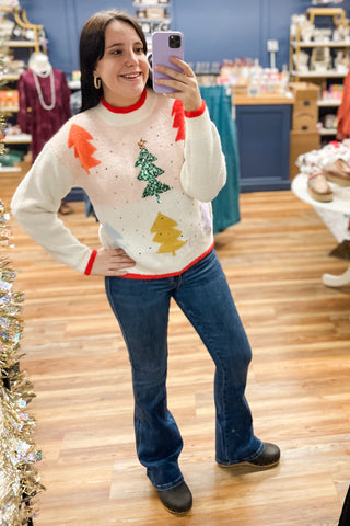 Jodifl ivory holiday sweater with sequin decoration and christmas tree h50126