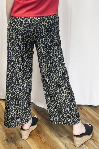 Jodifl Leopard Print Wide Leg Pants Pull On Elastic Waist H40476-4