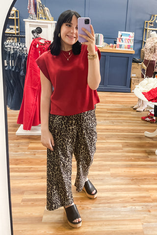 Jodifl Leopard Print Wide Leg Pants Pull On Elastic Waist H40476-4