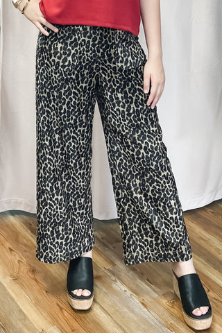 Jodifl Leopard Print Wide Leg Pants Pull On Elastic Waist H40476-4
