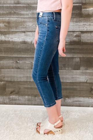 judy blue high waist cool denim pull on elastic waist capri jeans JB78111REG MD