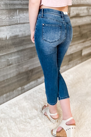 judy blue high waist cool denim pull on elastic waist capri jeans JB78111REG MD