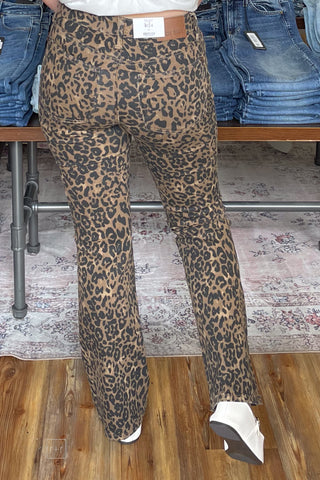 Judy Blue Denim Leopard Print High Waist Bootcut Jeans JB881183 back view