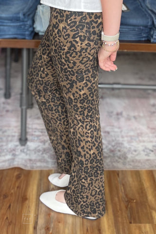 Judy Blue Denim Leopard Print High Waist Bootcut Jeans JB881183 side view