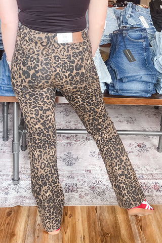Judy Blue Denim Leopard Print High Waist Bootcut Jeans JB881183
