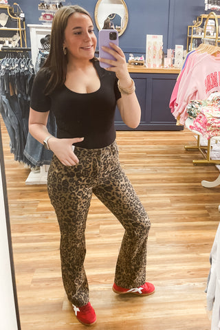 Judy Blue Denim Leopard Print High Waist Bootcut Jeans JB881183