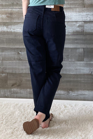 judy blue high waist garment dyed navy cuffed denim joggers JB88813REG