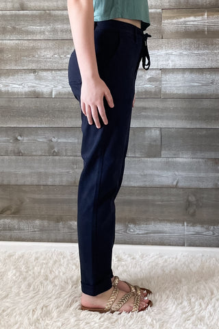 judy blue high waist garment dyed navy cuffed denim joggers JB88813REG