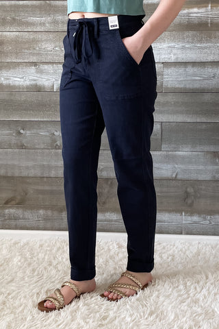 judy blue high waist garment dyed navy cuffed denim joggers JB88813REG