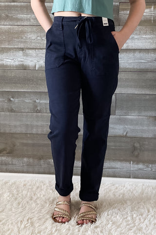 judy blue high waist garment dyed navy cuffed denim joggers JB88813REG