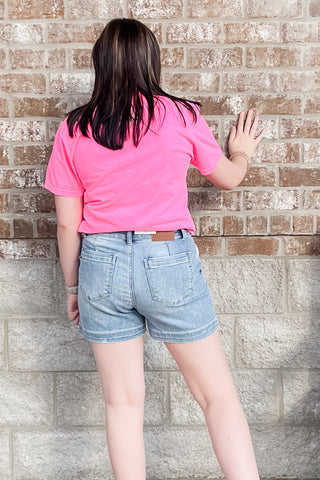 Judy Blue Mid Rise Medium Wash Trouser Shorts JB15289