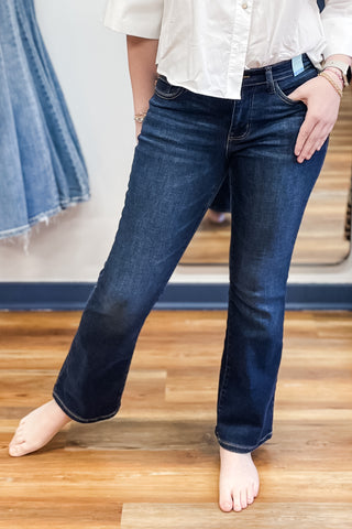 Judy Blue Mid Rise Petite Bootcut Dark Wash Jeans with contrast stitching JB82586 PT DK