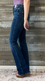 judy blue high waist tummy control top back pocket embroidered bootcut jeans long tall inseam JB88786 DK