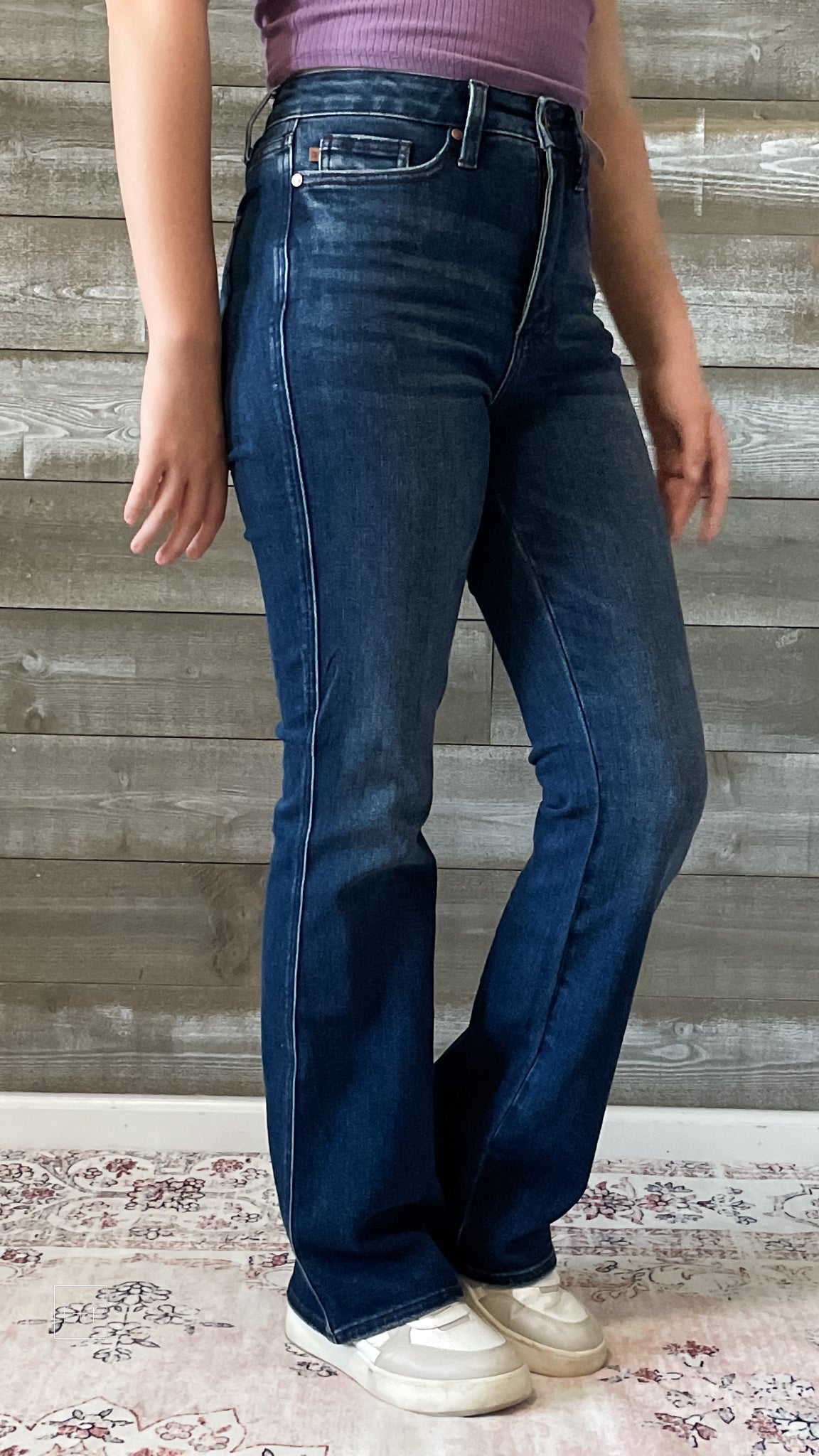 judy blue high waist tummy control top back pocket embroidered bootcut jeans regular inseam JB88786 DK