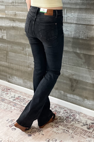 judy blue high waist tummy control top bootcut black wash jeans JB88787REG long tall inseam