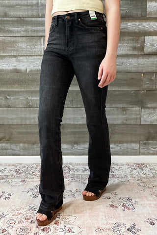 judy blue high waist tummy control top bootcut black wash jeans JB88787REG long tall inseam