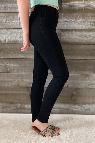 judy blue high waist black pull on elastic waist shield pocket skinny jeggings JB88581