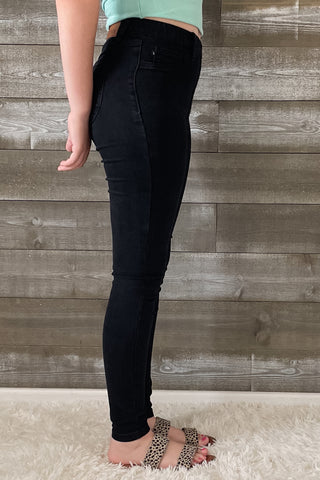 judy blue high waist black pull on elastic waist shield pocket skinny jeggings JB88581