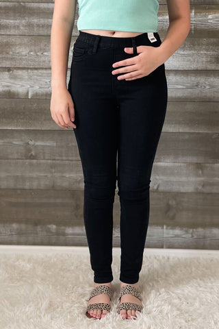 judy blue high waist black pull on elastic waist shield pocket skinny jeggings JB88581