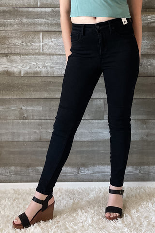 judy blue high waist tummy control classic skinny jeans in black JB88757REG BK