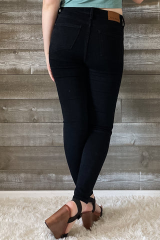 judy blue high waist tummy control classic skinny jeans in black JB88757REG BK