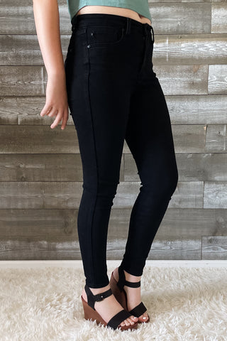 judy blue high waist tummy control classic skinny jeans in black JB88757REG BK