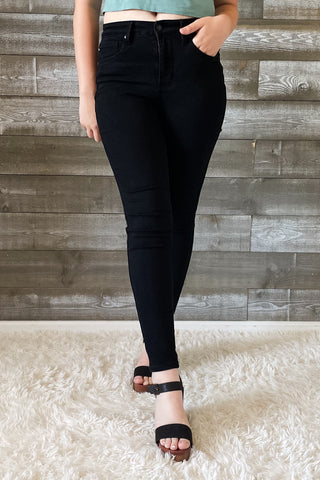 judy blue high waist tummy control classic skinny jeans in black JB88757REG BK