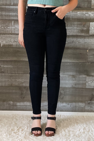 judy blue high waist tummy control classic skinny jeans in black JB88757REG BK