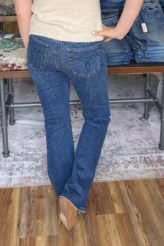 Judy Blue High Waist Tummy Control Top Bootcut Jeans JB881062 DK 3 Lengths Short Inseam Regular Inseam Long Tall Inseam back view