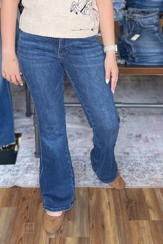 Judy Blue High Waist Tummy Control Top Bootcut Jeans JB881062 DK 3 Lengths Short Inseam Regular Inseam Long Tall Inseam front view