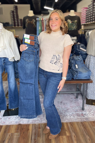 Judy Blue High Waist Tummy Control Top Bootcut Jeans JB881062 DK 3 Lengths Short Inseam Regular Inseam Long Tall Inseam cover shot