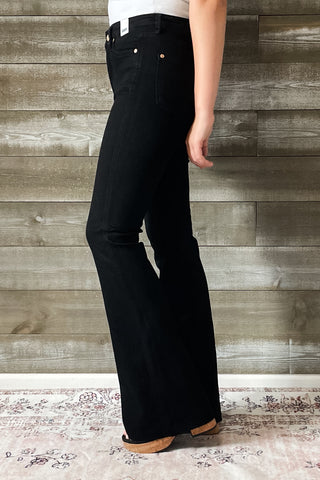 judy blue high waist tummy control cut hem flares in black JB88699REG