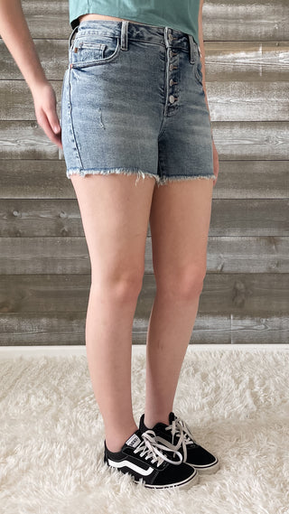 judy blue high waist button fly short hi lo cut hem shorts medium wash JB150206REG MD