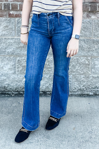 Judy Blue Mid Rise Trouser Bootcut Jeans with Tummy Control JB881052 DK