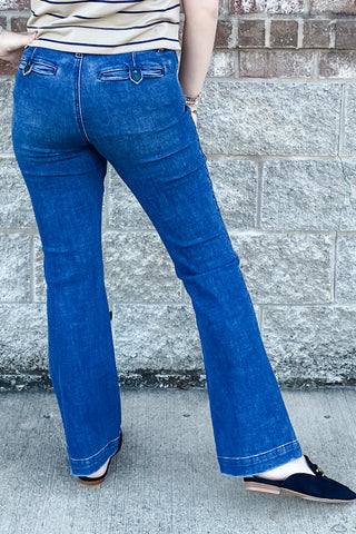 Judy Blue Mid Rise Trouser Bootcut Jeans with Tummy Control JB881052 DK