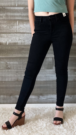 judy blue high waist tummy control classic skinny jeans in black JB88757REG BK