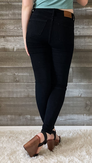 judy blue high waist tummy control classic skinny jeans in black JB88757REG BK