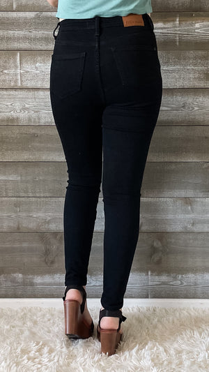 judy blue high waist tummy control classic skinny jeans in black JB88757REG BK