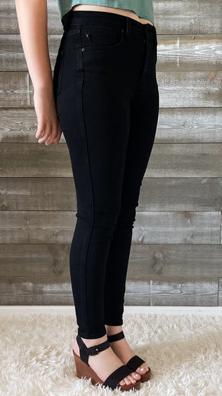 judy blue high waist tummy control classic skinny jeans in black JB88757REG BK