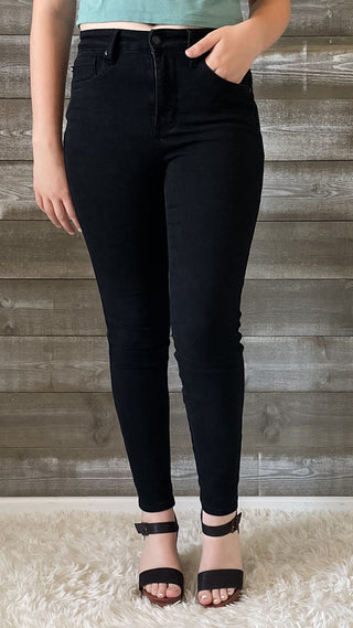 judy blue high waist tummy control classic skinny jeans in black JB88757REG BK